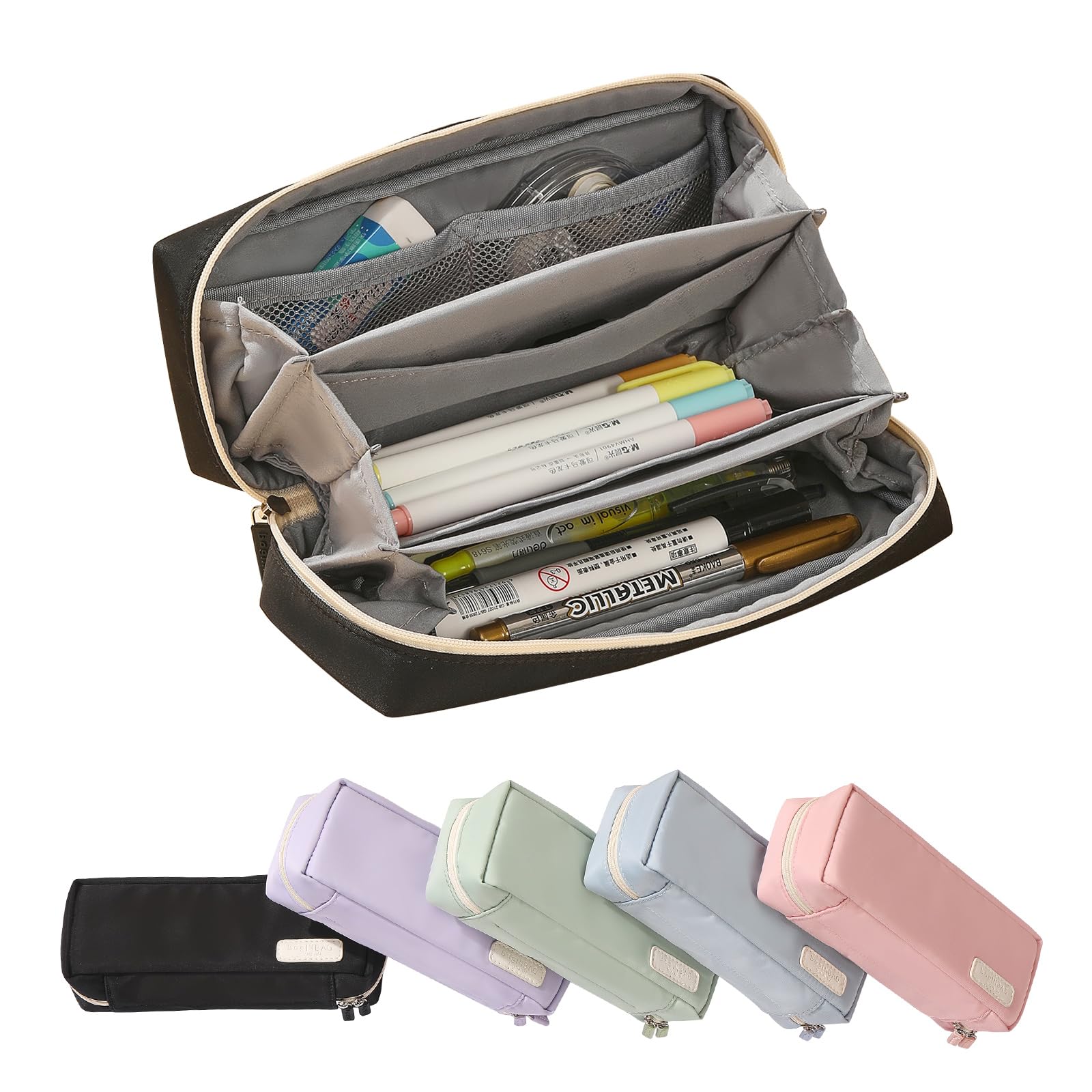 Baginbag Qianpa Small Pencil Case Organizer With Zipper,Light Pencil Pouch Aesthetic, Black Pencil Bag For Men & Women